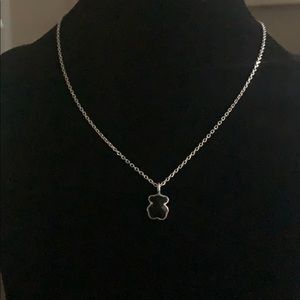 TOUS Onyx & Silver Bear Necklace